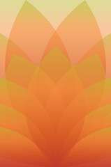 Warm orange abstract wallpaper with a symmetrical lotus or petal-like layered design. Elegant gradient shades of amber and yellow for a glowing, soft effect. © Munif Rifa'i