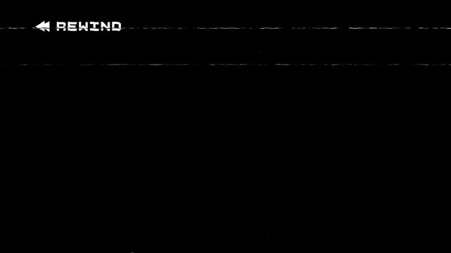 rewind button vhs overlay old tape with scratch and dust