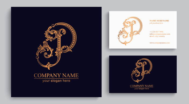 Logo monogram letter P in refined ornamental style. Clean elegant logotype for personal brand, business and corporate identity.