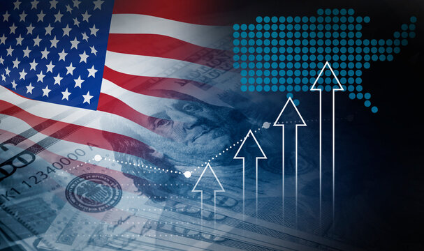 US financial inflation crisis with stock market graph , economy problem , investment analysis concept