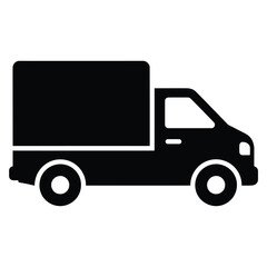 Fototapeta premium A black silhouette of a delivery truck against a white background
