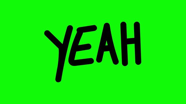 Yeah Scribble Text on Green Background.