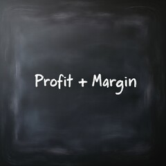 Fototapeta premium Profit and margin business concept on dark chalkboard background with glowing text
