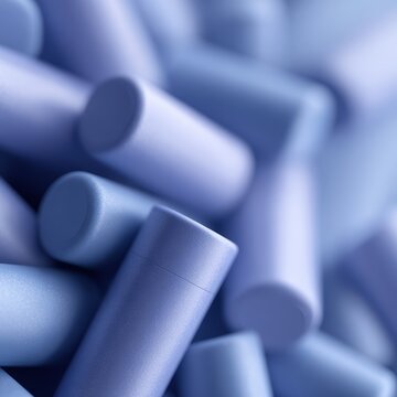 blue salbutamol asthma inhalers piled together, respiratory treatment and chronic disease management concept