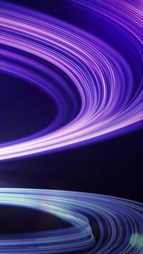 Dynamic light trails forming abstract purple and blue curves
