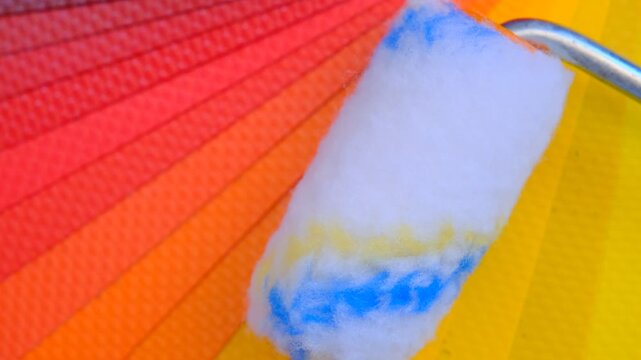 Sample of PVC Polymer Vinyl with Paint roller, Material design color palette layout, RAL color system