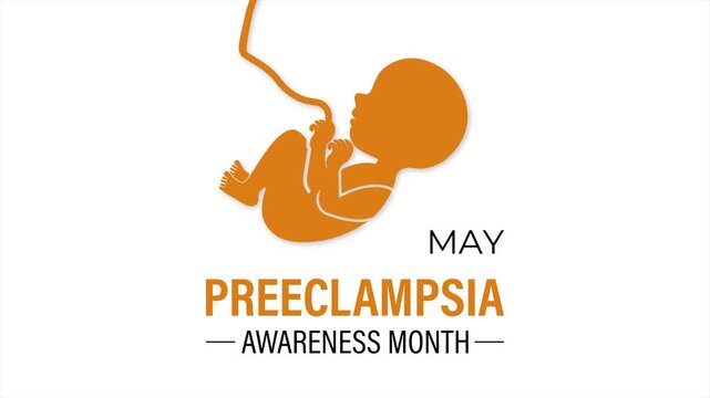 Preeclampsia awareness animation featuring pregnant silhouette and medical concept visuals in a clean flat style. Pregnant woman icon. 4k video animation