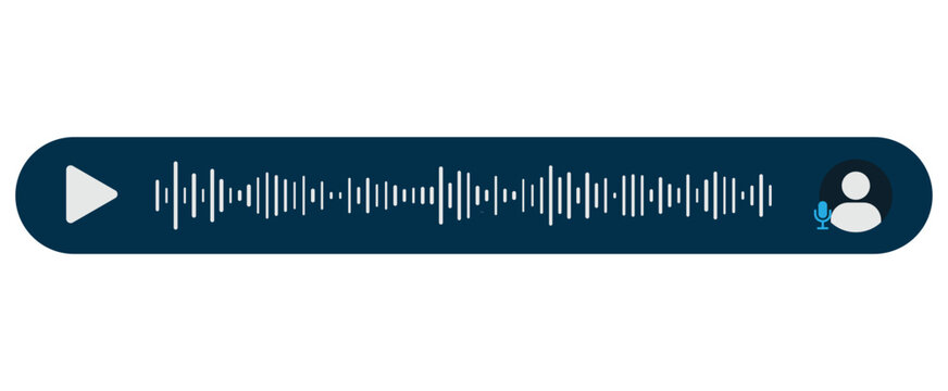 voice message player, audio sound wave, dark blue chat bubble, mobile app interface, audio waveform player, messenger voice note, voice record player, digital audio waveform, minimalist ui design