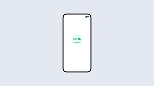 Smartphone Battery Low to Charging Animation with Critical Alert Pop Up on White Background Isolated for Technology Interface Design 4K