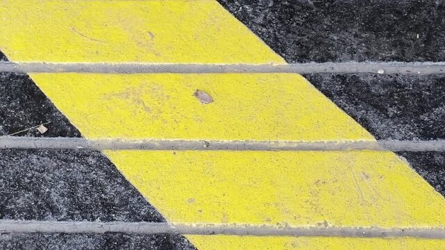 Yellow and black striped warning signs, traffic.