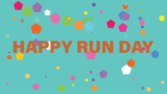Colorful confetti background, happy run day banner, vibrant party decoration, celebration design element