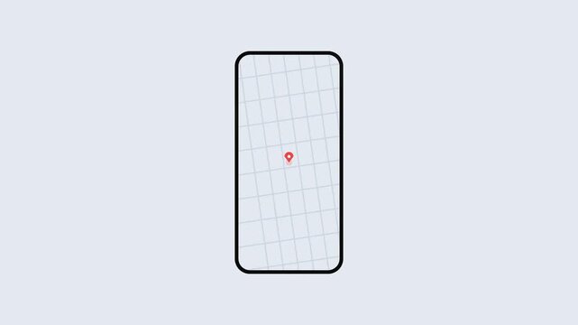 Smartphone App Location Permission Interface Animation with Map Pin Icon Isolated on Solid Background for Delivery and Navigation Concept 4K