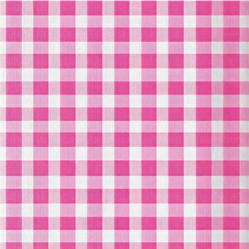 pink and white gingham checkered fabric with woven texture and repeating squares conveying a cheerful cozy picnic vibe