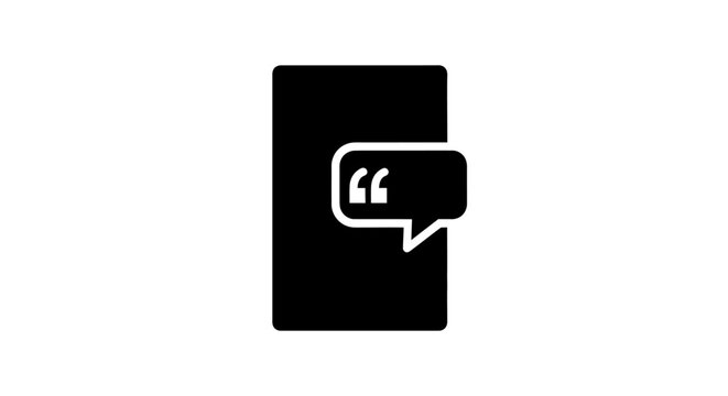 Black quote speech bubble icon.