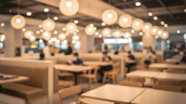 Abstract Blurry Background of Modern Food Court and Dining Area