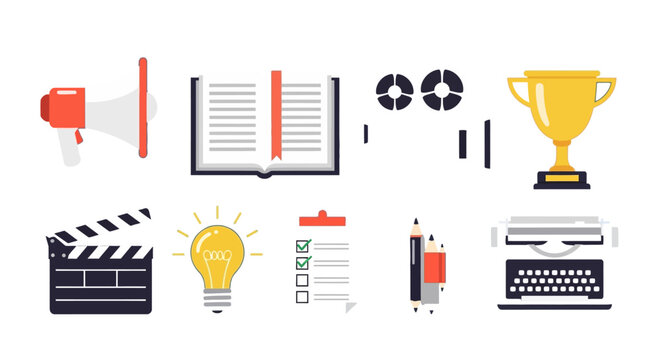 Set of Achievement and Creativity Vector Icons for Branding and Design