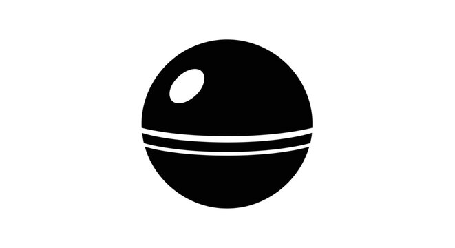 Black cricket ball with white seam.