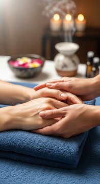 Relaxing Spa Massage Scene with Aromatherapy and Candles.