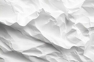 Fototapeta premium Crumpled white paper with sculpted folds, creases and soft shadows creating a textured abstract surface and a calm minimalist mood