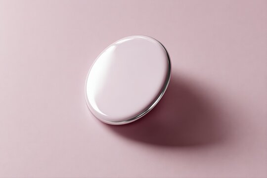 Round badge pin mockup floating on soft background for logo design presentation