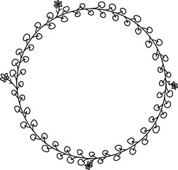Fototapeta premium Elegant Floral Wreath Vector Frame Design Element. Hand-Drawn Botanical Border for Wedding Invitations, Logos, Branding, and Stationery.