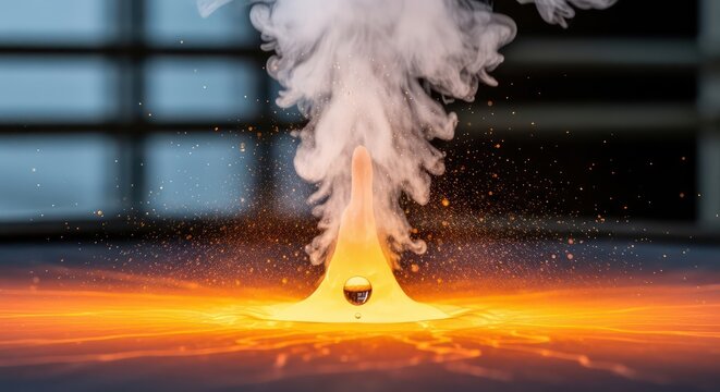 Dramatic Chemical Reaction with Smoke and Intense Light Emission.