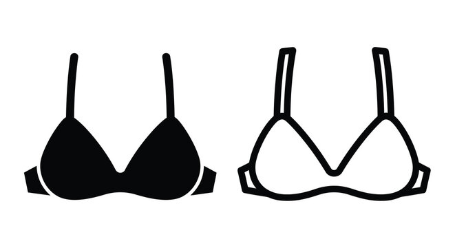 Two black and white lingerie illustrations showing a bra a distinct silhouette