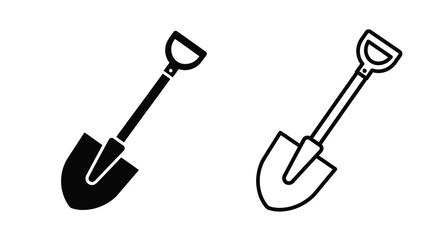Two black shovels depicted in a minimalist style a striking silhouette © APIM02SN