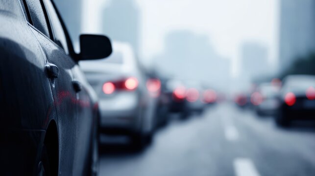Traffic jam congestion rows of cars on busy highway rush hour urban transportation problem concept