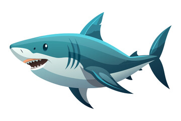 Fototapeta premium Realistic shark showing teeth while swimming in white background