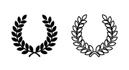 Two laurel wreaths depicted in a striking black and white silhouette © APIM02SN