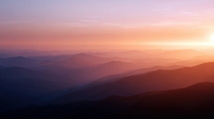 Fototapeta premium Beautiful golden sunrise over mountain peaks peaceful nature landscape inspiring adventure concept