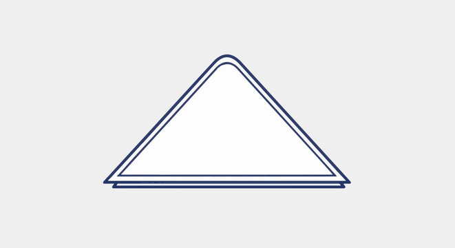 Simple blue outlined triangle shape with rounded corners on a light gray background