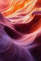 Obraz premium Glowing sandstone slot canyon with flowing layered waves and warm radiant light evoking serenity and awe