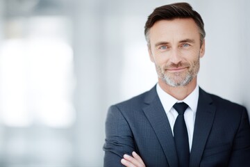 Fototapeta premium Corporate leadership concept confident CEO portrait office background