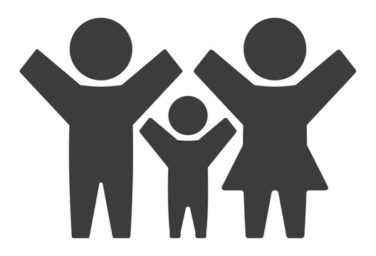 Familie mit einem Kind als Logo oder Icon, Vektorzeichnung