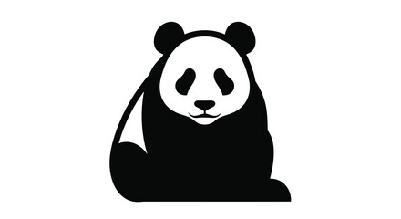 A charming black and white panda bear design presented as a silhouette © APIM02SN