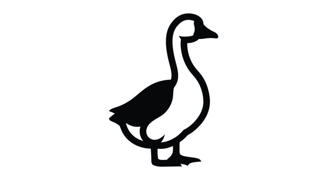 A striking black and white illustration of a goose in profile silhouette