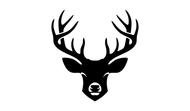 Front view deer head silhouette vector illustration icon