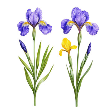 Iris pseud Acorus and Iris enate isolated on white background png
