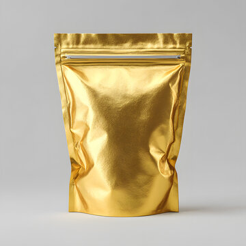 Blank glod Foil Stand-up Pouch Mockup for Food Packaging