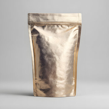 Blank glod Foil Stand-up Pouch Mockup for Food Packaging	
