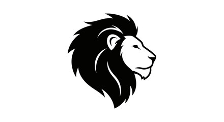 Fototapeta premium Lion Head Profile Black Silhouette Illustration.