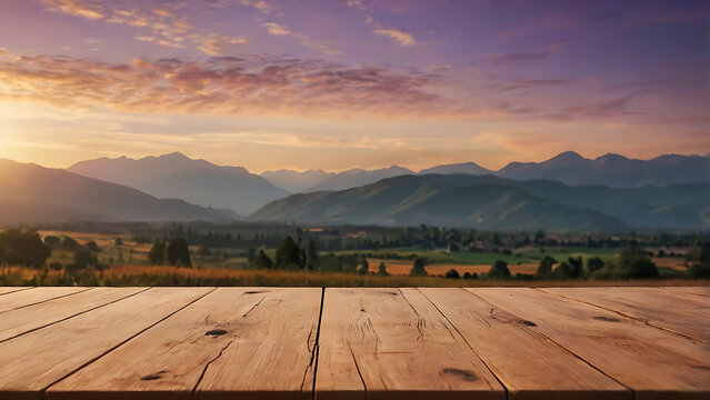 Mountain Sunset Landscape with Dramatic Clouds, Golden Sunlight, Misty Hills and Serene Horizon, Scenic Nature Panorama for Travel and Peaceful Evening Atmosphere