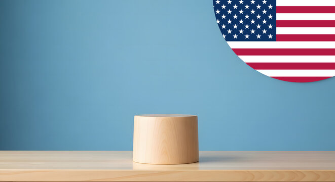 American flag and amazon echo cylinder a patriotic tech display