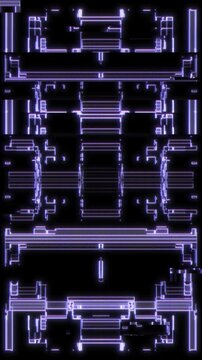 Abstract Vertical Cyberpunk Energy Core HUD Background with Symmetrical Digital Glitch and Neon Portal Aesthetic. Perfectly optimized for mobile-first creative projects, including vertical content.