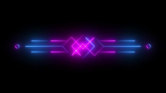 Glowing neon deco divider header icon isolated on black background. deco divider icon animation. 4k video motion graphic animation . 4K videos,,.....