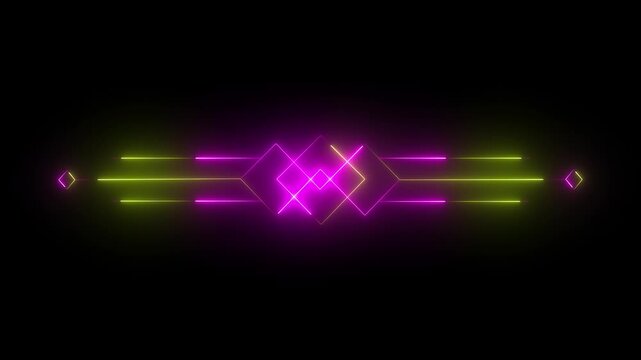 Glowing neon deco divider header icon isolated on black background. deco divider icon animation. 4k video motion graphic animation . 4K videos,,.....