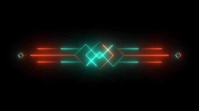 Glowing neon deco divider header icon isolated on black background. deco divider icon animation. 4k video motion graphic animation . 4K videos,,.....