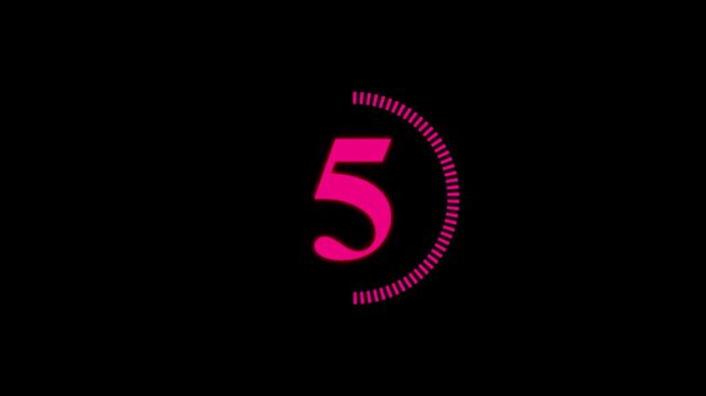Random dial design illustration .Circle countdown timer one minute animation from 10 to 0 second animation . Modern flat design with animation . animation and black background . 4k video